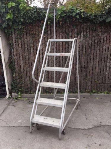 6-step Aluminum Rolling Safety Ladder 4&#039; 10&#034; tall