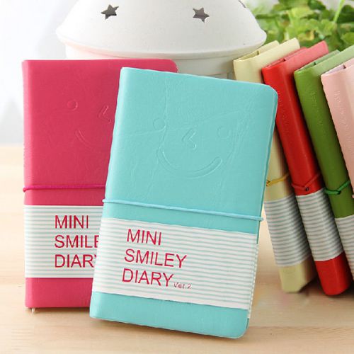 Lovely Mini Smiley Notebook Memo Leather Diary Pocketbook Gift