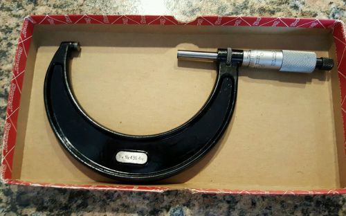 STARRETT NO. 436 3-4&#034; CARBIDE TIPPED RATCHET STOP MICROMETER