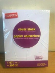 BRAND NEW STAPLES 250 SHEETS WHITE COVER CARD STOCK 67 LB LETTER 8.5x11 679482