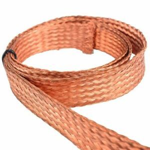 1m Pure Flat High Flexibility Ground Lead Cable Bare Copper Braid 3.3ft x 15mm