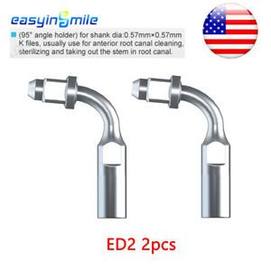 Root Canal ED2 Dental Ultrasonic Scaler Handpieces Scaling Tips Fit Satelec 2pcs
