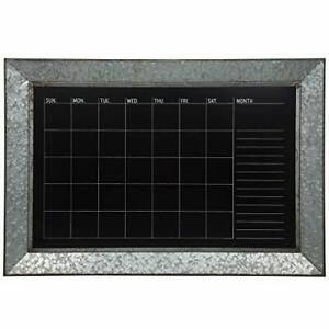 Everly Hart Collection Rustic Galvanized Metal Framed Mount Chalkboard Calend...