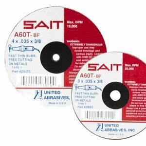 United Abrasives-SAIT 23065 Type 1 A36T Fast Cut-Off Wheels 4-Inch x 1/16-Inc...
