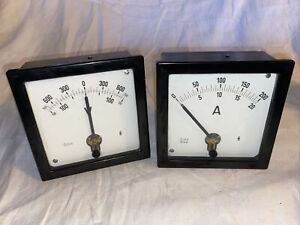 Voltmeter + Amperemeter Einbau Instrument Panel Bakelit Siemens &amp; Halske