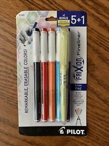 Pilot Frixion Fineliner 0.7mm 5ct + 1 highlighter (#14402)  New in Packaging!!
