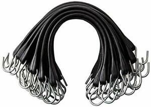15&#034; Inch Rubber Bungee Cords with Hooks - Crimped S Hooks - Natural Rubber He...