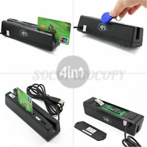 4-in-1 ZCS160 Magnetic Stripe Credit Card EMV IC Chip RFID PSAM Reader