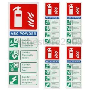 5pcs Fire Extinguisher ABC Powder 200x75mm Warning Signs Safety Stickers   \