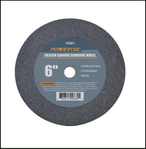 NEW POWERTEC 15501 1/2&#034; Arbor 60-Grit Silicon Carbide Grinding Wheel, 6&#034; x 3/4&#034;