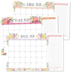 Floral 2021-2022 Desk Calendar, Large Monthly Wall Planner, 18 Month Academic De