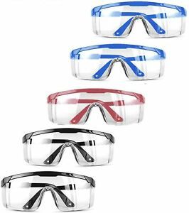 Lot of 5 Safety Goggles Protection Eye-wear Glasses Clear Anti-fog Scratch NEW
