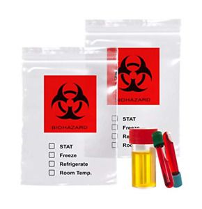 APQ Pack of 100 Biohazard 3 Wall Specimen Bags 8 x 10. Zip Locking Biohazard Lab