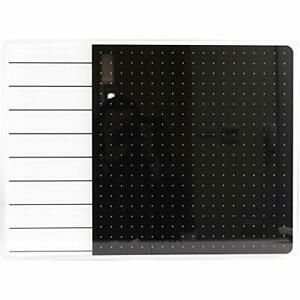 Viztex Glacier Polar White &amp; Jet Black Plan &amp; Grid Glass Dry Erase Board - 17...