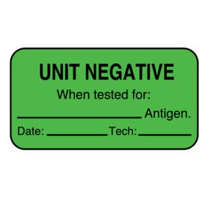 NEV&#039;S L-16927 Label, Unit Negative 7/8&#034; x 1-5/8&#034; Fluorescent Green w/ black