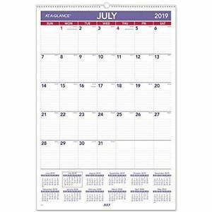 AT-A-GLANCE 2019-2020 Academic Year Wall Calendar Large 15-1/2&#034; x 22-3/4&#034; Wir...