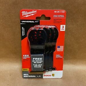 Milwaukee 1-3/8&#034; High Carbon Steel Multi-Tool Oscillating Blade 3pk + 1 Titanium