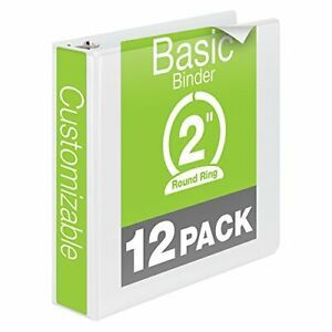 Wilson Jones 2 Inch 3 Ring Binder Basic Round Ring View Binder White 12 Pack ...