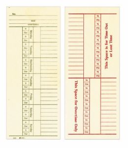 Adams Time Cards, Weekly, 2-Sided, Overtime Format, 3-3/8&#034; x 8-1/4&#034;, Manila,