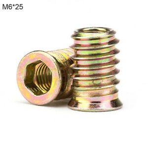 25PCS M6 Zinc Alloy Iron Inside Carbon Steel Hex Socket Drive Insert Nuts US