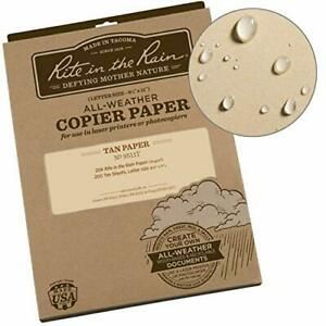 Rite In The Rain Weatherproof Copier Paper 8.5&#034; x 11&#034; 20# Tan 200 Sheet Pack ...