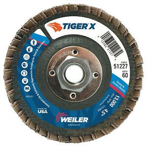 4-1/2&#034; TIGER X FD  FLAT PHEN BACK  60Z  5/8-11&#034; 51227  - 1 Each