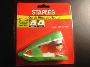 New Sealed Staples 3 Hole Punch Quick Ring Applicator! Hole Reinforcer