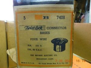 bryant 7408 20A 250V / 10 amp 600 volt  Flanged inlet  Non-NEMA, lot of 5