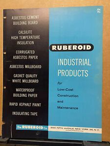 Ruberoid Co Catalog ~ Asbestos Paper Cement Board Millboard 1959