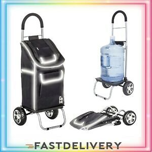 dbest products Trolley Dolly Reflective Shopping Grocery Foldable Cart Storag...