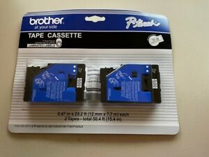 Brother P-Touch TC-Tape Tape Cassette Black On White 2 Pack x6 in Case