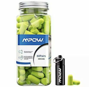 MPOW Soft Foam Earplugs 60 pairs SNR 34dB FREE Carrying Case Hearing protection!