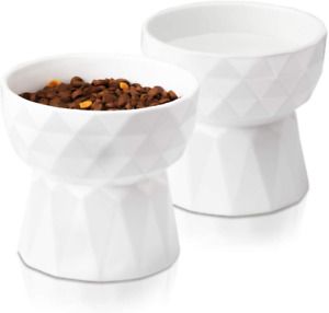 Frewinky Cat Bowls,Ceramic Cat Bowls Anti Vomiting,Raised-Cat Food and Water Bow
