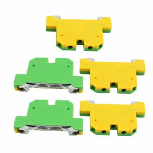 5Pcs 58x38x7mm 2.5mm2 Wire 800V Universal Grounding Terminal Block Yellow Green