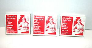 VTG USA SWINGLINE No. S.F.-13 1/2&#034; Heavy Duty Staples Lot 3 Boxes 1,000 Each