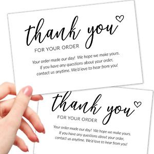 50 Extra Large Thank You For Your Order Cards - 4x6&#034; Bulk Package Inserts for an