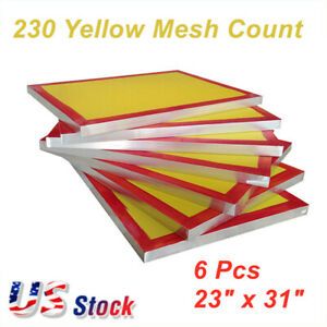 6 Pcs 23&#034; x 31&#034; Aluminum Screen Printing Screens With 230 Yellow Mesh Count