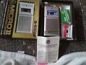 VINTAGE General Electric Micro 2 Cassette 3-5333B Recorder silver W/ Tapes WORKS