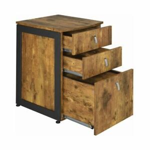 Estrella 3-Drawer File Cabinet Antique Nutmeg And Gunmetal