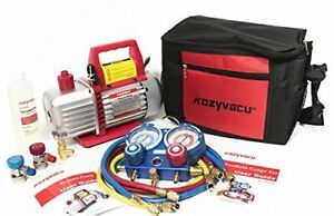 AUTO AC Repair Complete Tool Kit with 1-Stage 3.5 CFM Vacuum Pump, KZTA35011