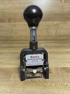 Vintage Bates Numbering Stamp Machine - 6 Wheels Style E Good Condition