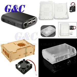 Transparent Clear Case Enclosure Box +Cooling Fan For Raspberry Pi 2/3/B+
