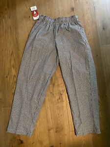 NWT CHEF WORKS UNIFORM Checkered Drawstring CULINARY Pants Unisex Size L