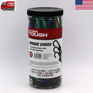 Hyper Tough 20 pcs Bungee Cord Set, Packed in Plastic Jar