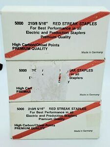 Lassco Wizer Red Streak Staples 210/8 5/16&#034; 5 Boxes of 5000pc+ 1 full box pcs