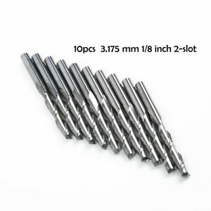 1/8inch End Mill Carbide Solid 2-Flute 10pcs CNC Accessory Durable Engine