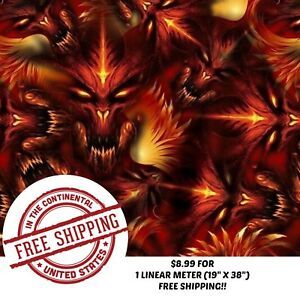HYDROGRAPHIC WATER TRANSFER HYDRO DIP FILM TWISTED FLAMES &amp; DEMONS 1M (19&#034;X38&#034;)
