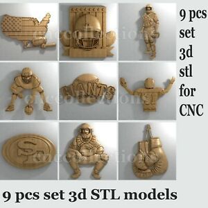 [new] 3d stl model cnc router artcam aspire 9 pcs set