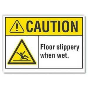 LYLE LCU3-0020-RD_10x7 Caution Sign,Self-Adhesive Vinyl,7 in. H