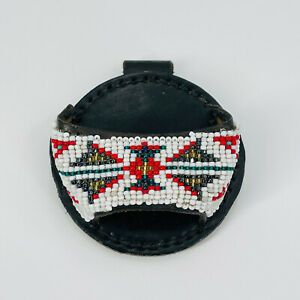 Indian Beaded Leather Belt Holster Holder Smokeless Tobacco Dip Chew Snuff